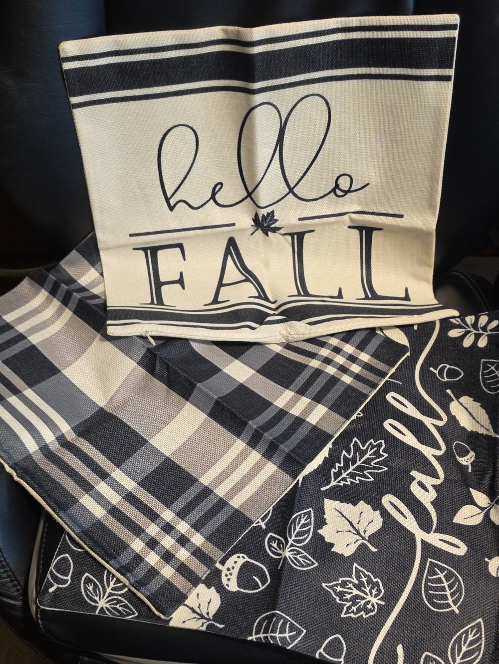 Hello Fall Pillow Covers - Black and Cream